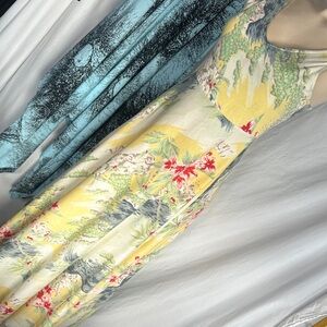 American Living Tropical Floral Maxi Dress - Yellow and Green